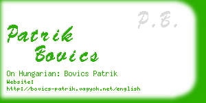 patrik bovics business card